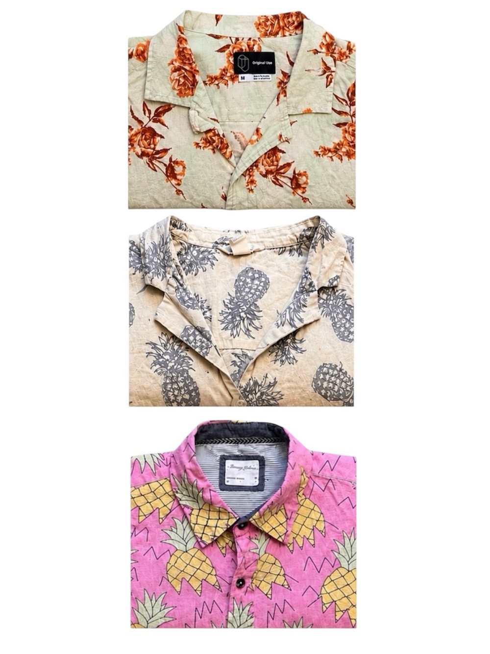 M/L Mens Linen Blend funky Tropical  Pineapple Resort Shirt Bundle